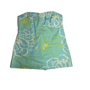 Lilly Pulitzer White Label aqua bustier. Size 4.elastic on back. Lined